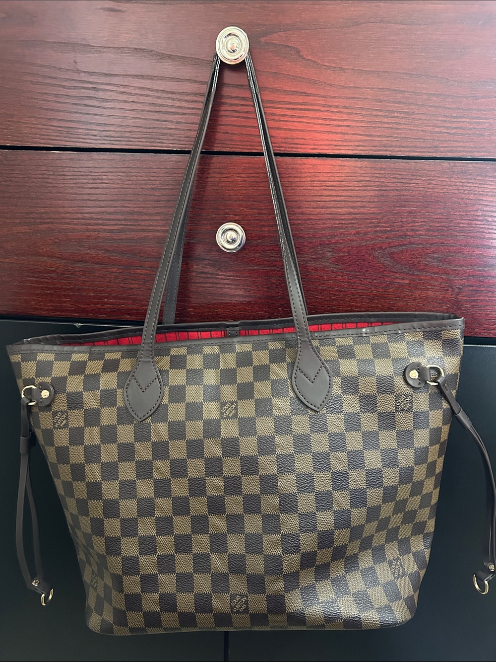 Louis Vuitton Brown Damier Ebene Check Canvas Tote - Picture 2 of 15